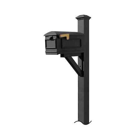 Qualarc Westhaven System with Lewiston Mailbox with No Base Pyramid Finial, Black WPD-NB-S7-LMC-BLK